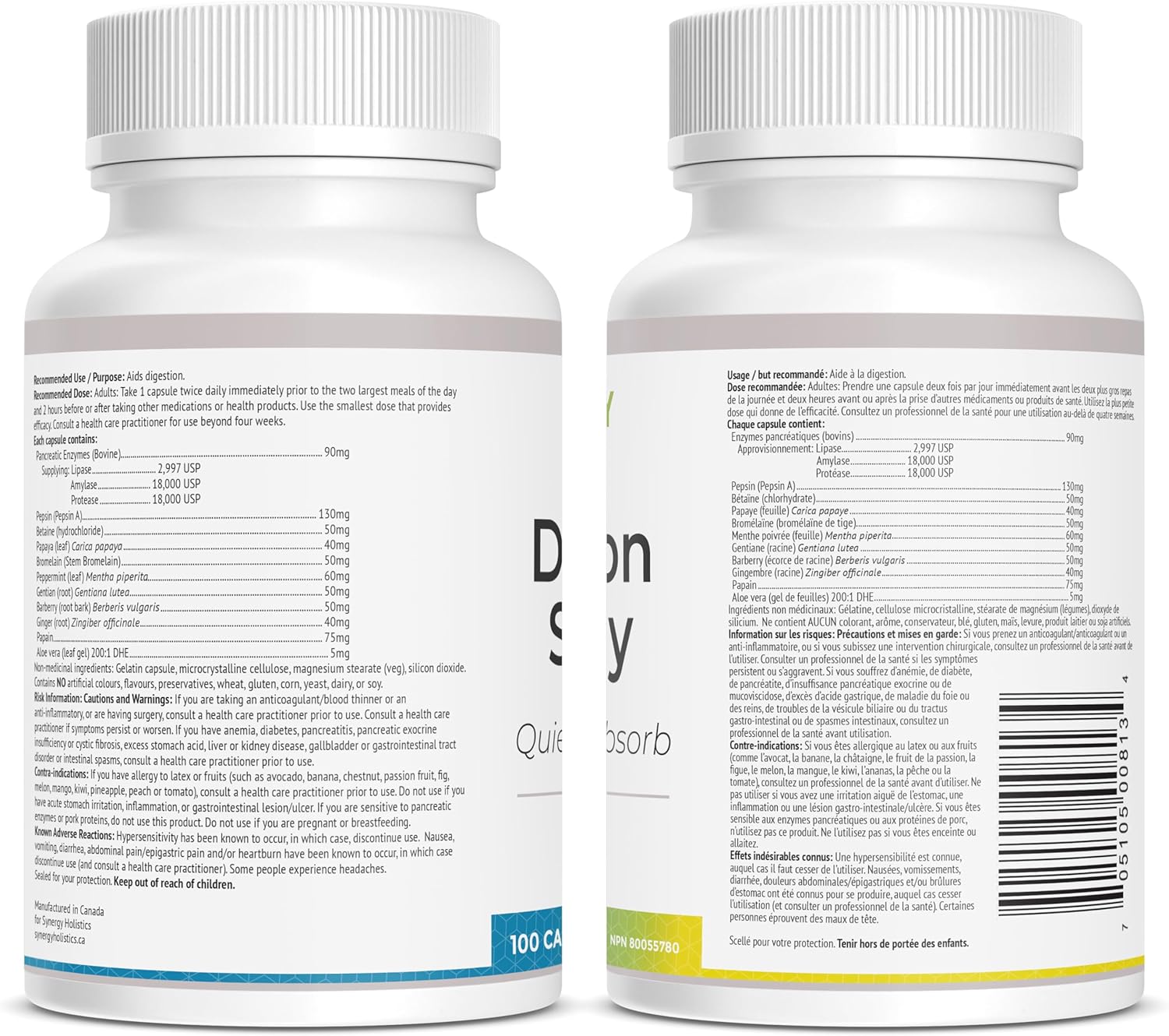Two supplement bottles with labels on a white background
