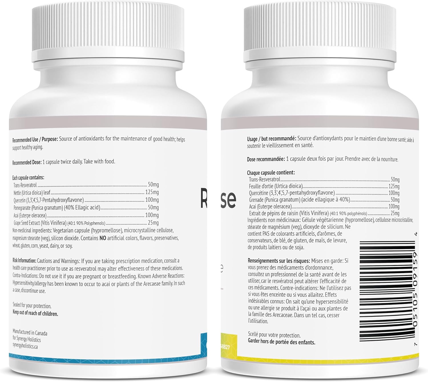 Two Radical Defense supplement bottles with labels on a white background